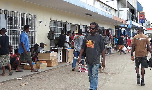 Mobile phone sellers on the roadside of Honiara