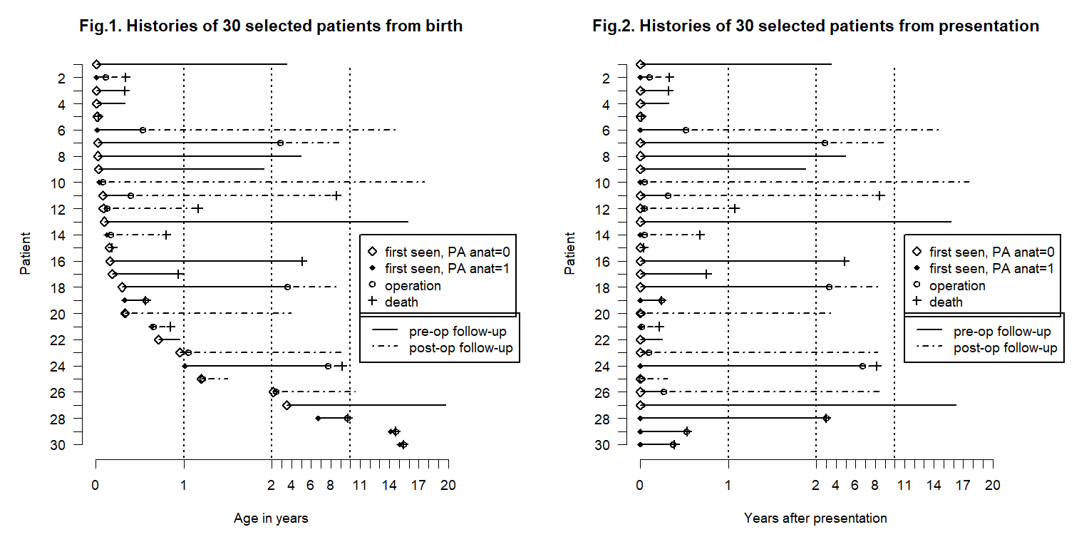 Examples of swimmer plot